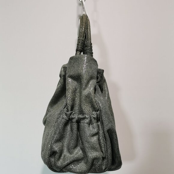 Olive/Cream/Silver Stingray Calfskin Satchel EUC #266 - Picture 6 of 15